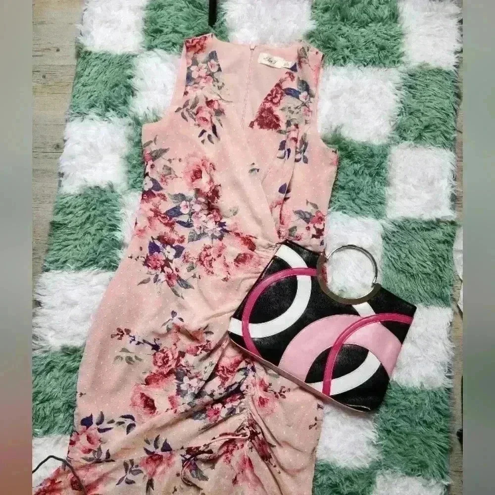 Eliza J Floral Pink MIDI Dress SIZE 4